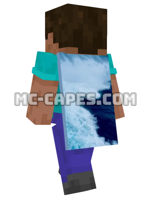 Crashing Waves Minecraft cape worn on a player, seen from behind