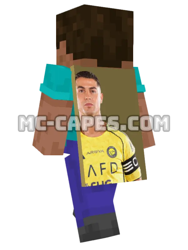 Cristiano Ronaldo Minecraft cape worn on a player, seen from behind