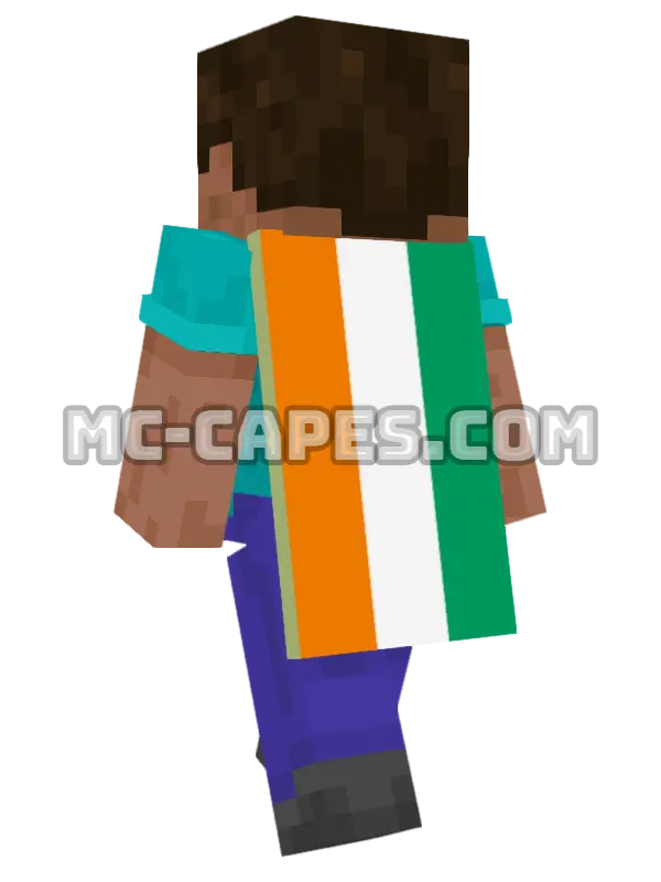 Côte d'Ivoire (Ivory Coast) Flag Minecraft cape worn on a player, seen from behind