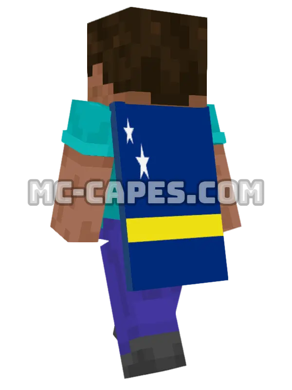 Curaçao Flag Minecraft cape worn on a player, seen from behind