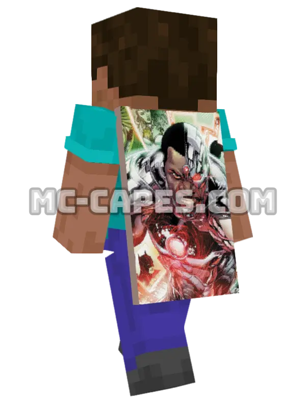 Cyborg Minecraft cape worn on a player, seen from behind