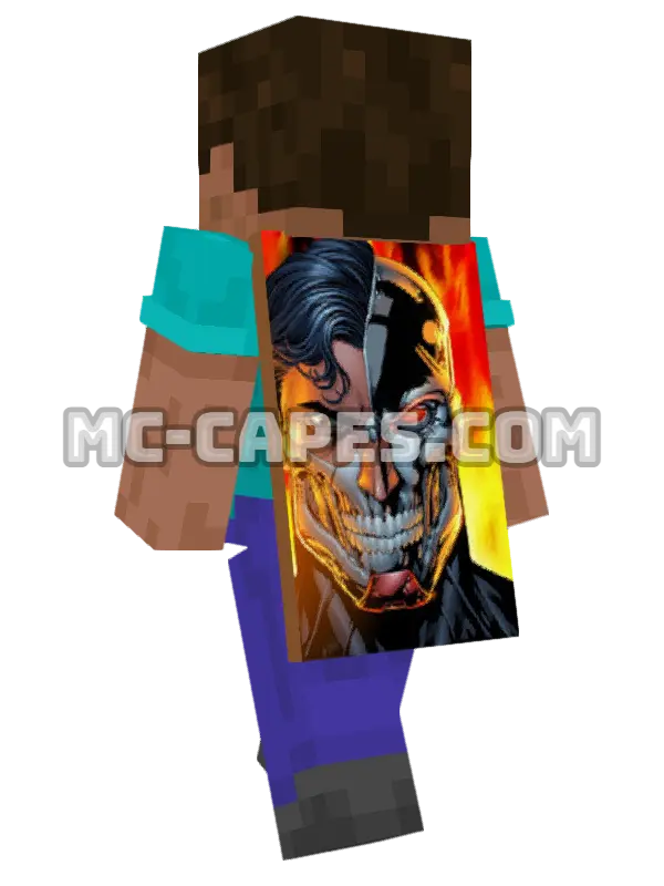 Cyborg Superman Minecraft cape worn on a player, seen from behind