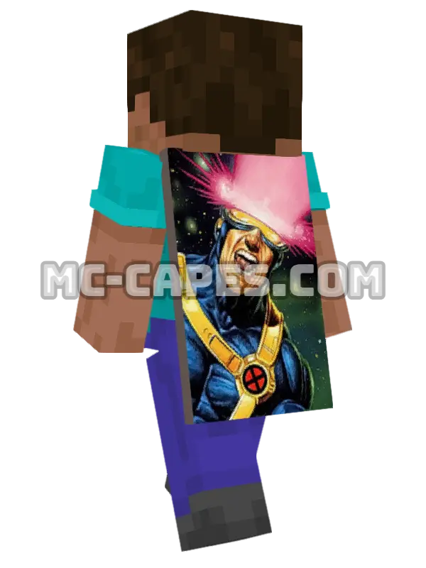 Cyclops Minecraft cape worn on a player, seen from behind