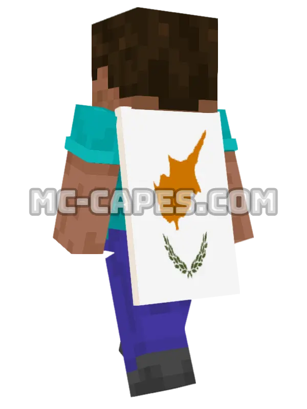 Cyprus Flag Minecraft cape worn on a player, seen from behind