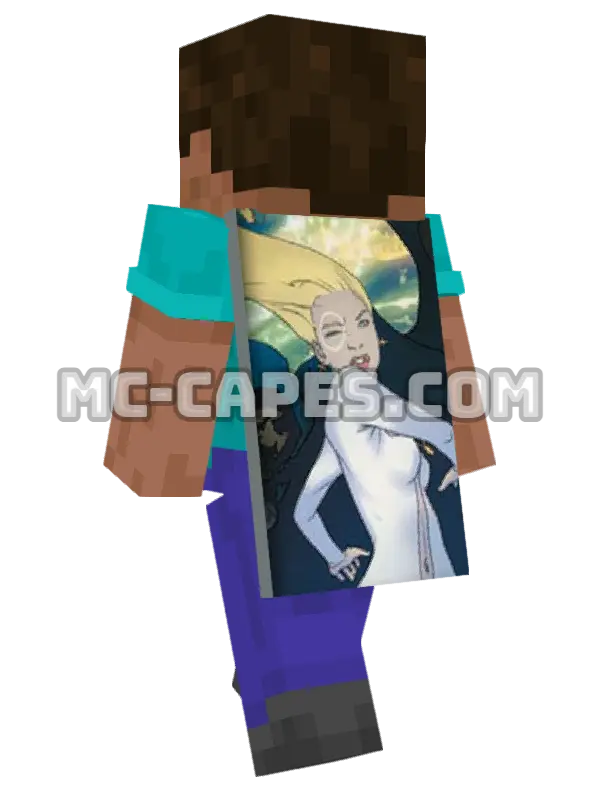 Dagger Minecraft cape worn on a player, seen from behind