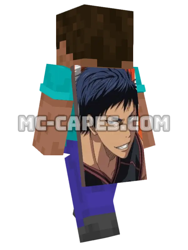 Daiki Aomine Minecraft cape worn on a player, seen from behind