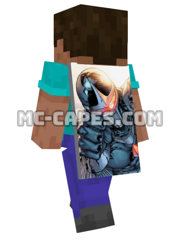 Darkhawk Minecraft cape worn on a player, seen from behind