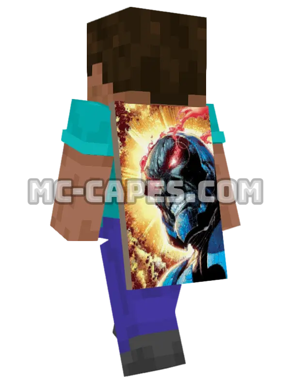 Darkseid Minecraft cape worn on a player, seen from behind