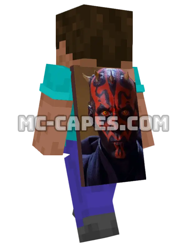 Darth Maul Minecraft cape worn on a player, seen from behind