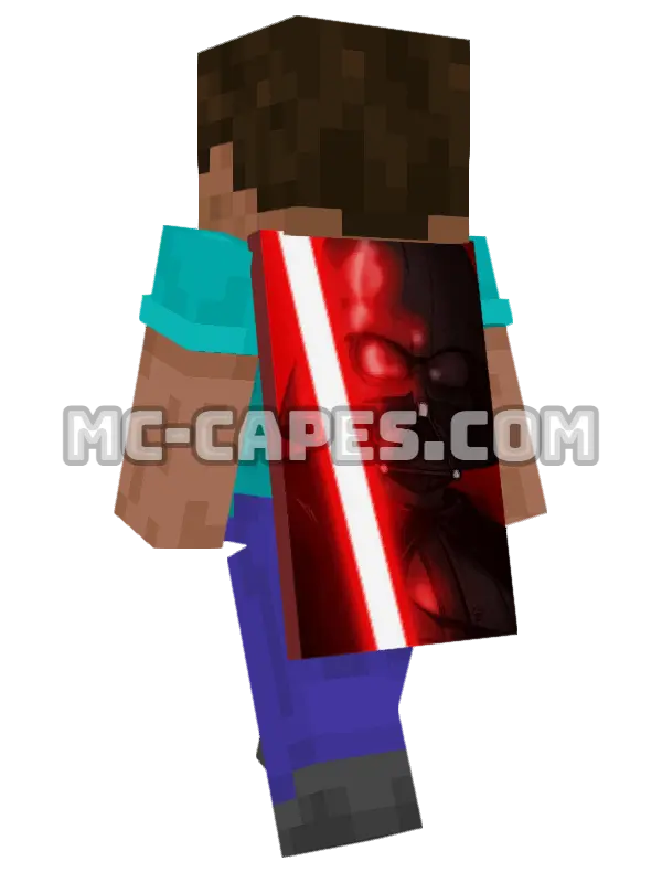 Darth Vader Minecraft cape worn on a player, seen from behind