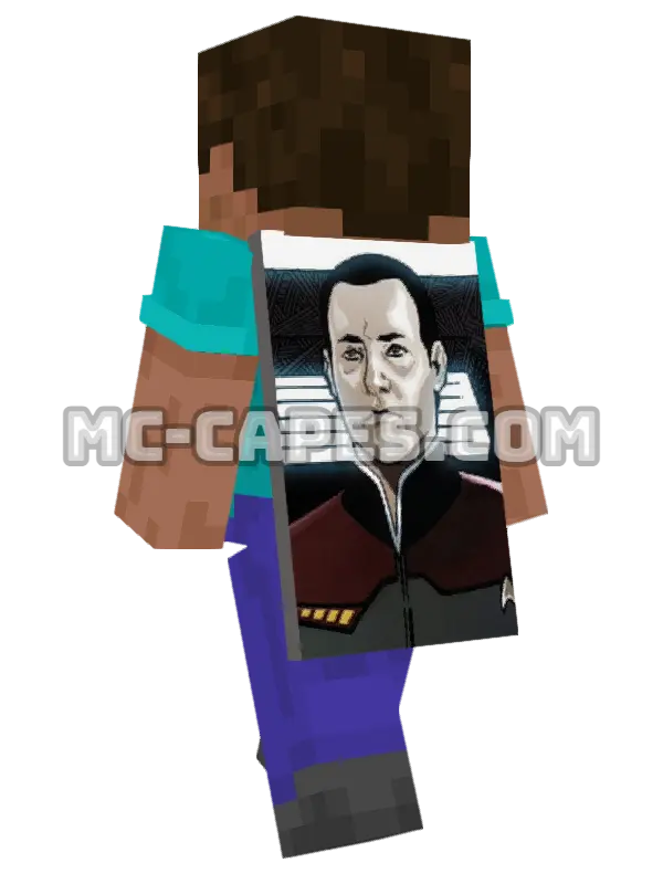 Data Minecraft cape worn on a player, seen from behind