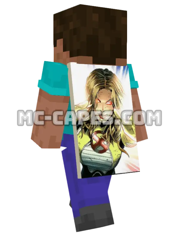 Dazzler Minecraft cape worn on a player, seen from behind