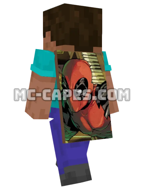 Deadpool Minecraft cape worn on a player, seen from behind