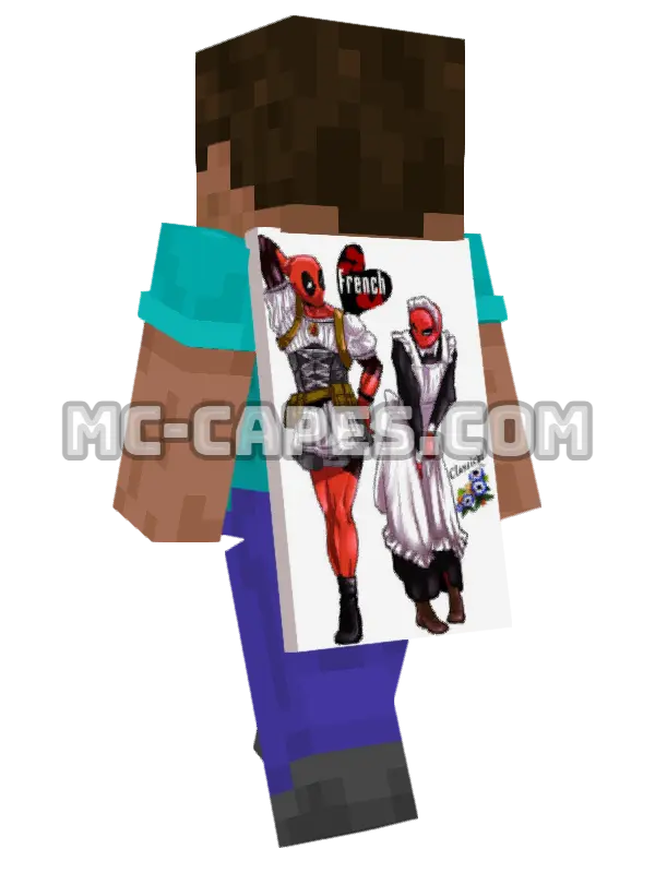 Deadpool Maid Minecraft cape worn on a player, seen from behind