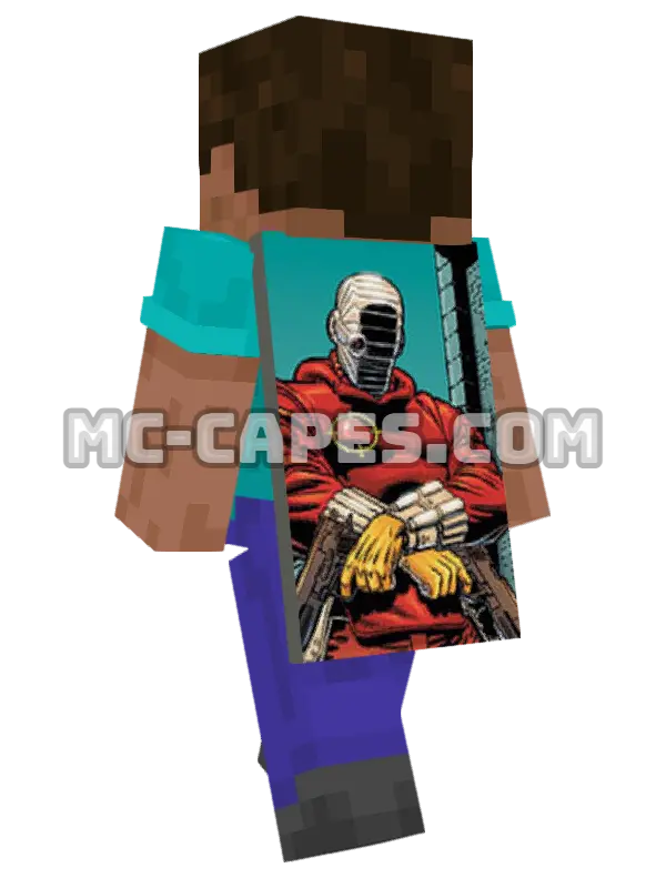 Deadshot Minecraft cape worn on a player, seen from behind