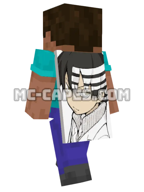 Death the Kid Minecraft cape worn on a player, seen from behind