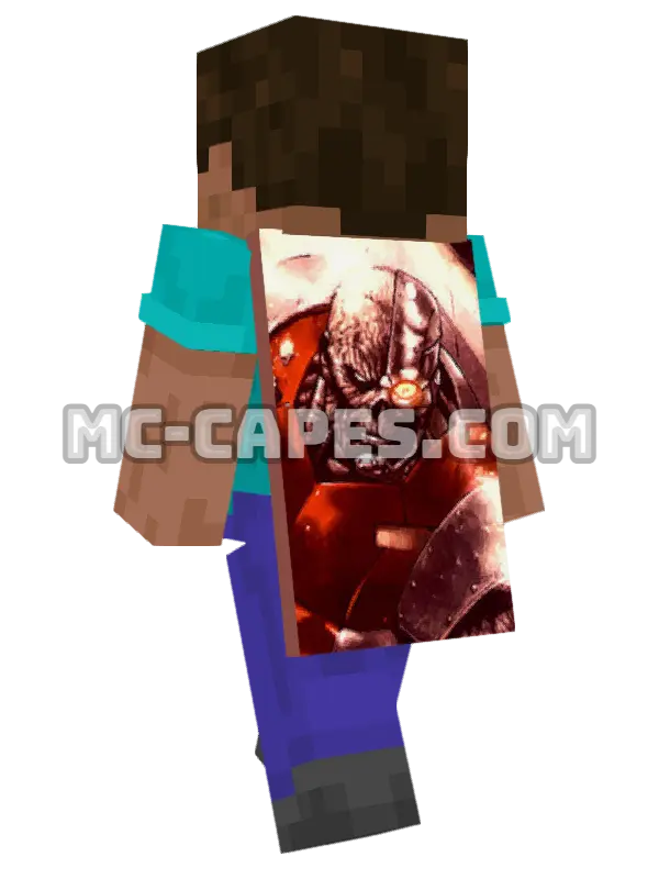 Deathlok Minecraft cape worn on a player, seen from behind