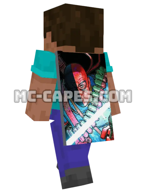 Deathstroke Minecraft cape worn on a player, seen from behind