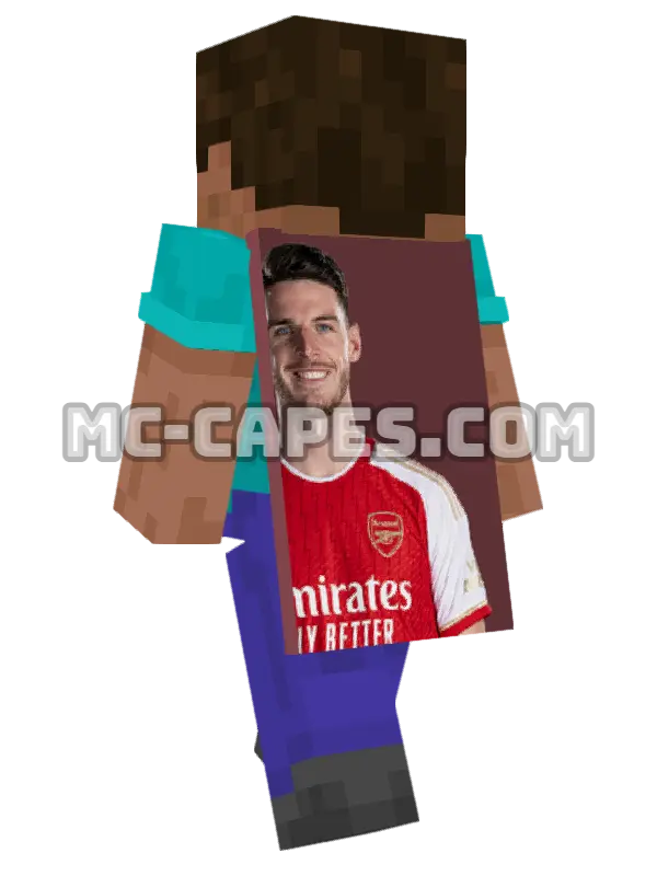 Declan Rice Minecraft cape worn on a player, seen from behind
