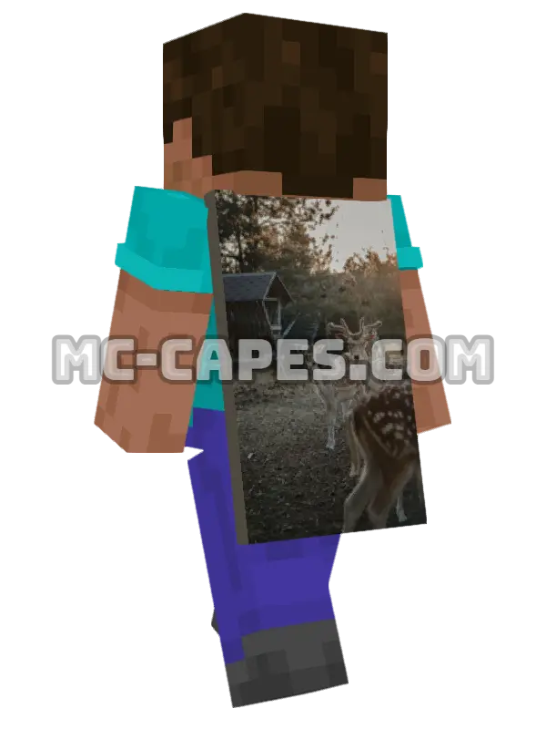 Deer Gathering Minecraft cape worn on a player, seen from behind
