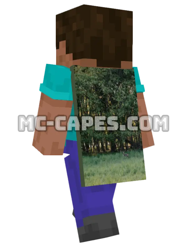 Deer in Clearing Minecraft cape worn on a player, seen from behind