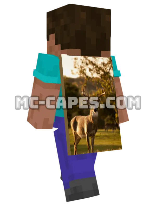 Deer on Grass Minecraft cape worn on a player, seen from behind
