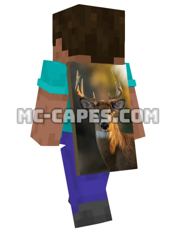Deer with Antlers Minecraft cape worn on a player, seen from behind