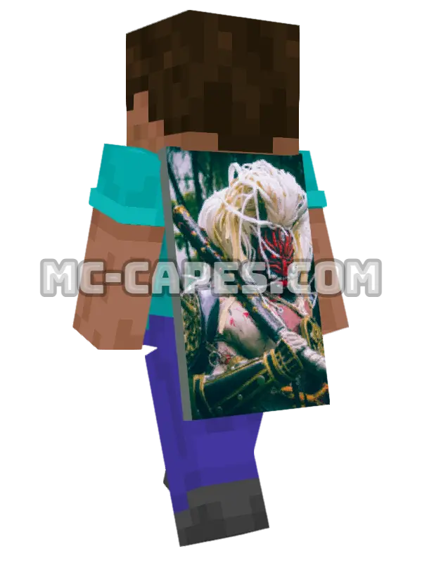 Demon Samurai Cosplay Minecraft cape worn on a player, seen from behind