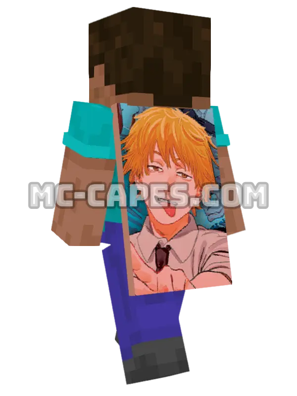Denji Minecraft cape worn on a player, seen from behind
