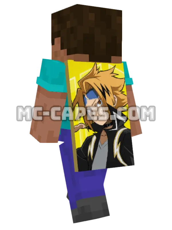 Denki Kaminari Minecraft cape worn on a player, seen from behind