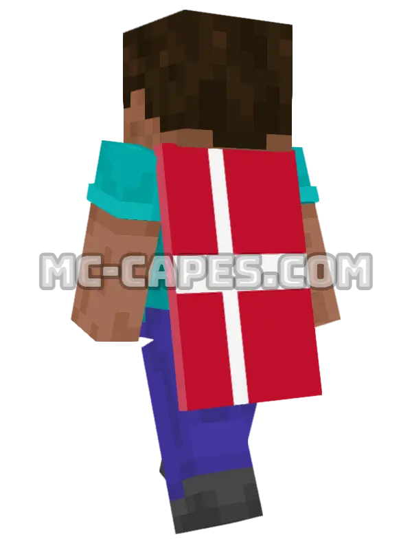 Denmark Flag Minecraft cape worn on a player, seen from behind