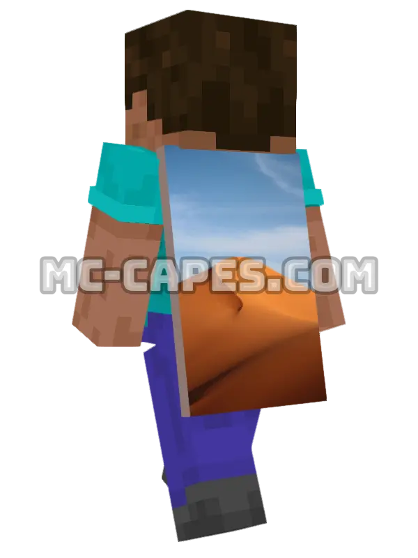 Desert Dunes Minecraft cape worn on a player, seen from behind
