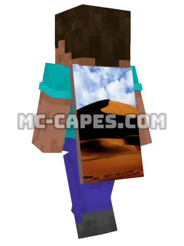Desert Sand Dunes Minecraft cape worn on a player, seen from behind
