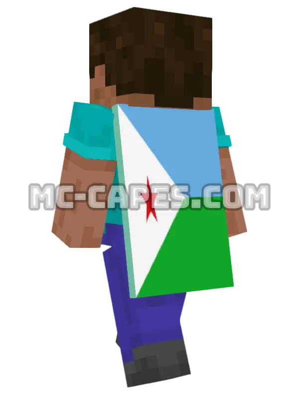 Djibouti Flag Minecraft cape worn on a player, seen from behind