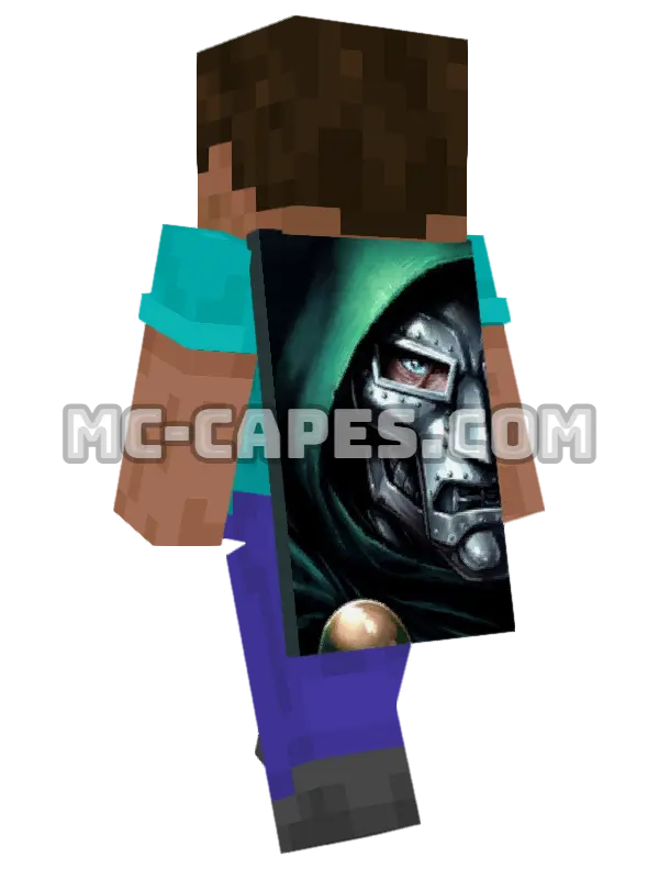 Doctor Doom Minecraft cape worn on a player, seen from behind