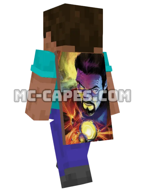 Doctor Strange Minecraft cape worn on a player, seen from behind