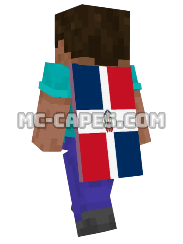 Dominican Republic Flag Minecraft cape worn on a player, seen from behind
