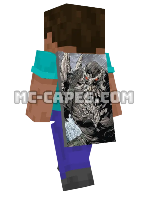 Doomsday Minecraft cape worn on a player, seen from behind