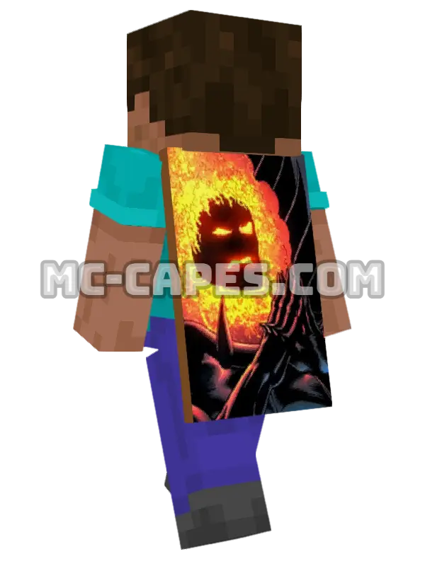 Dormammu Minecraft cape worn on a player, seen from behind