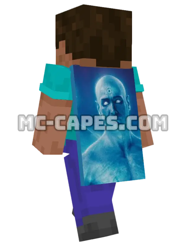 Dr Manhattan Minecraft cape worn on a player, seen from behind