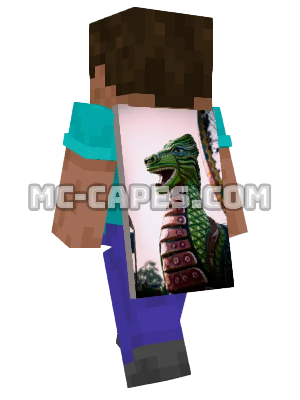 Dragon Sculpture Minecraft cape worn on a player, seen from behind
