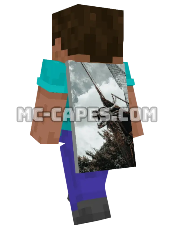 Dragon Sculpture Minecraft cape worn on a player, seen from behind