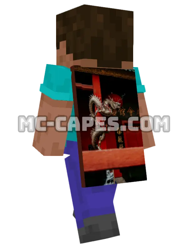 Dragon Statue Minecraft cape worn on a player, seen from behind