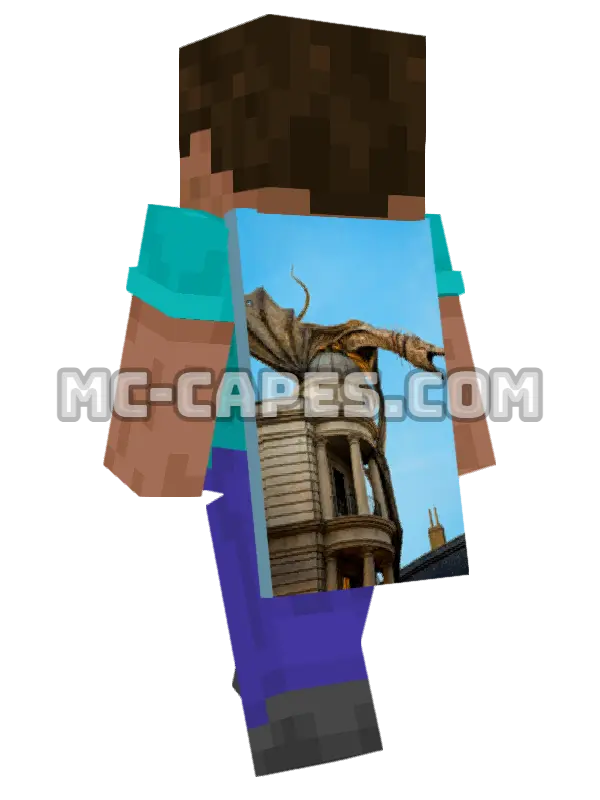 Dragon Statue Minecraft cape worn on a player, seen from behind