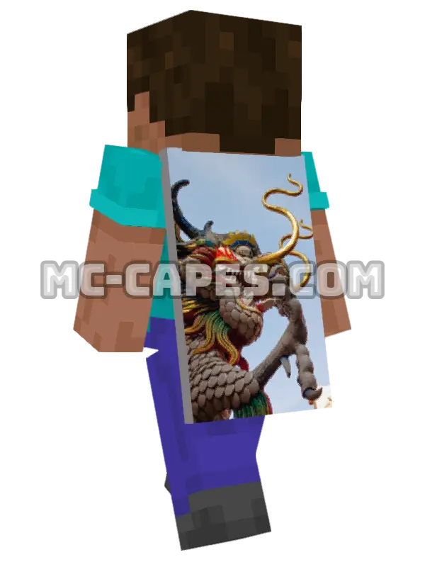 Dragon Statue Minecraft cape worn on a player, seen from behind