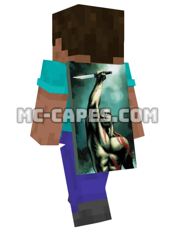 Drax the Destroyer Minecraft cape worn on a player, seen from behind