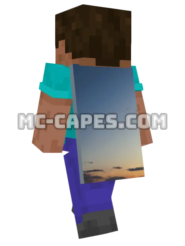 Dusk Sky Minecraft cape worn on a player, seen from behind