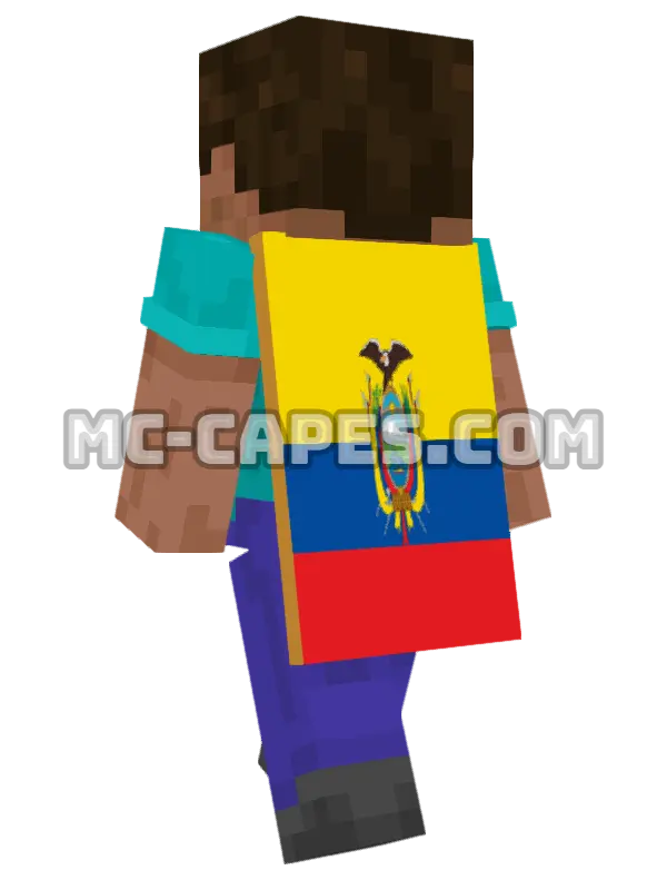 Ecuador Flag Minecraft cape worn on a player, seen from behind