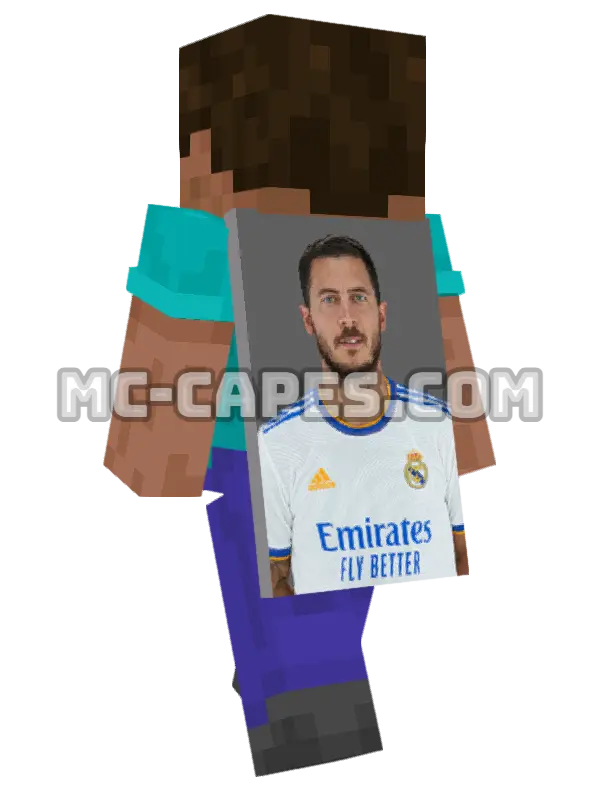Eden Hazard Minecraft cape worn on a player, seen from behind