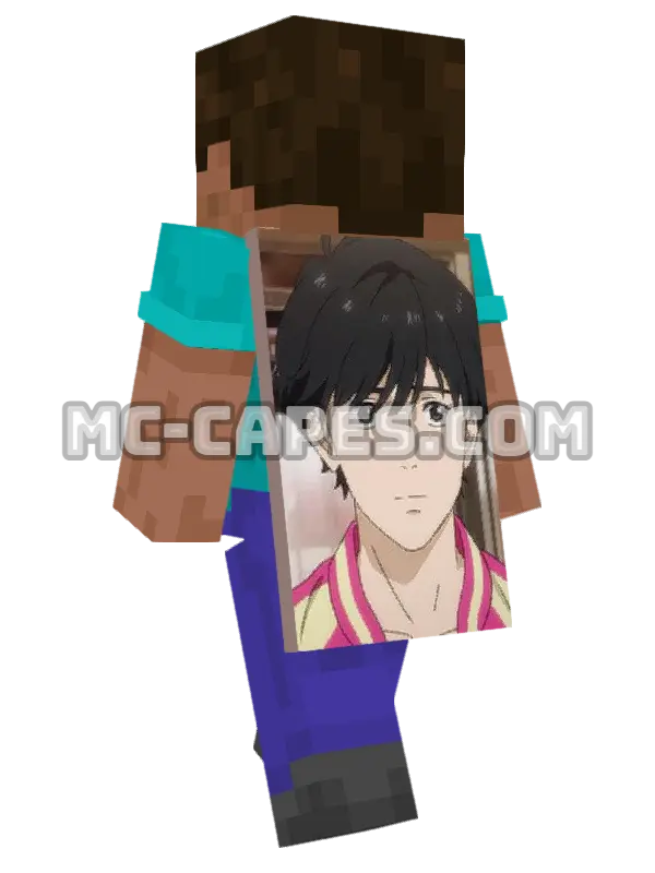 Eiji Okumura Minecraft cape worn on a player, seen from behind